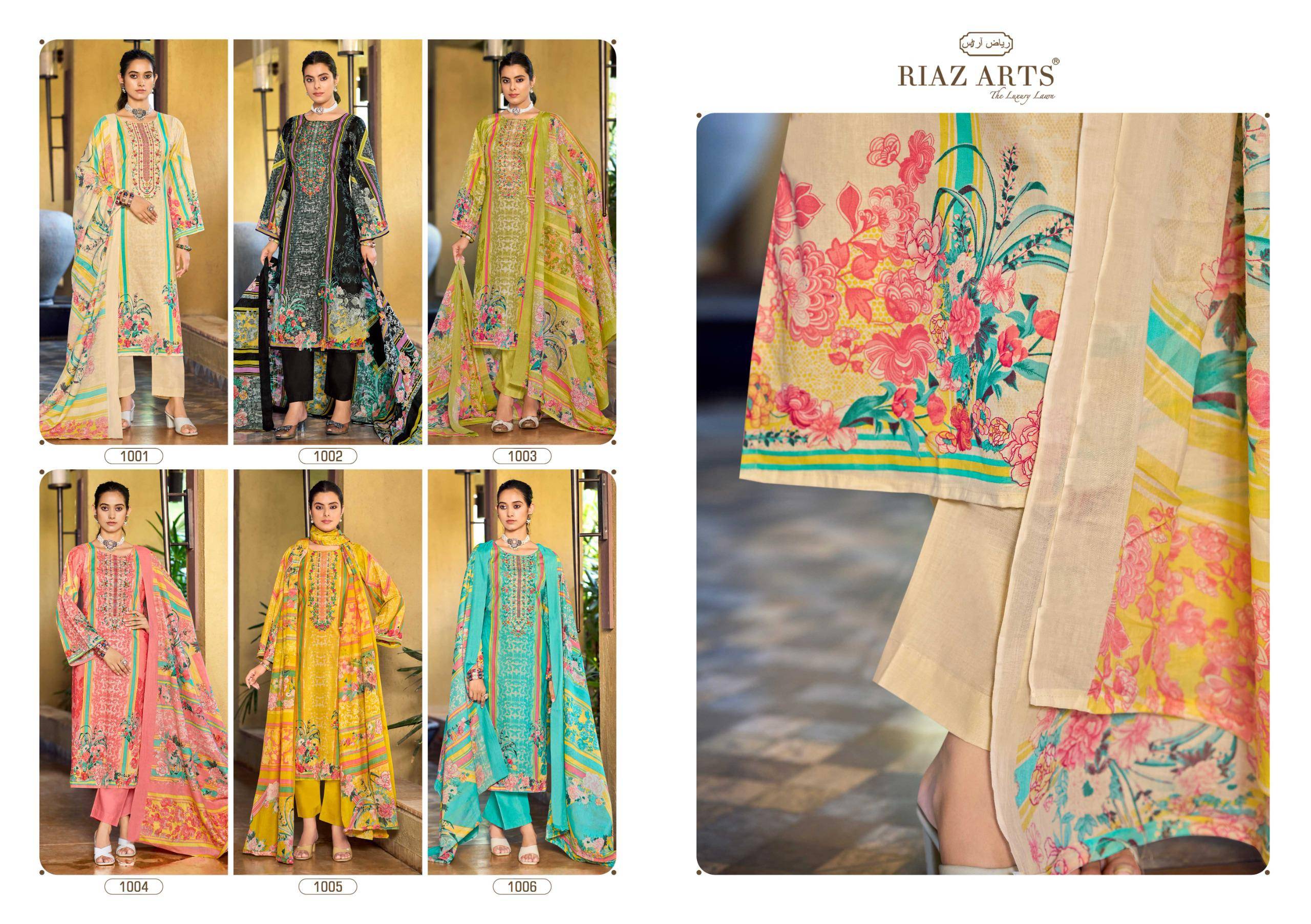 Musafir vol-33 by Riaz arts 1001 TO 1006 SERIES Pakistani Stylish Beautiful Colourful Printed & Embroidered Party Dresses At Wholesale Price